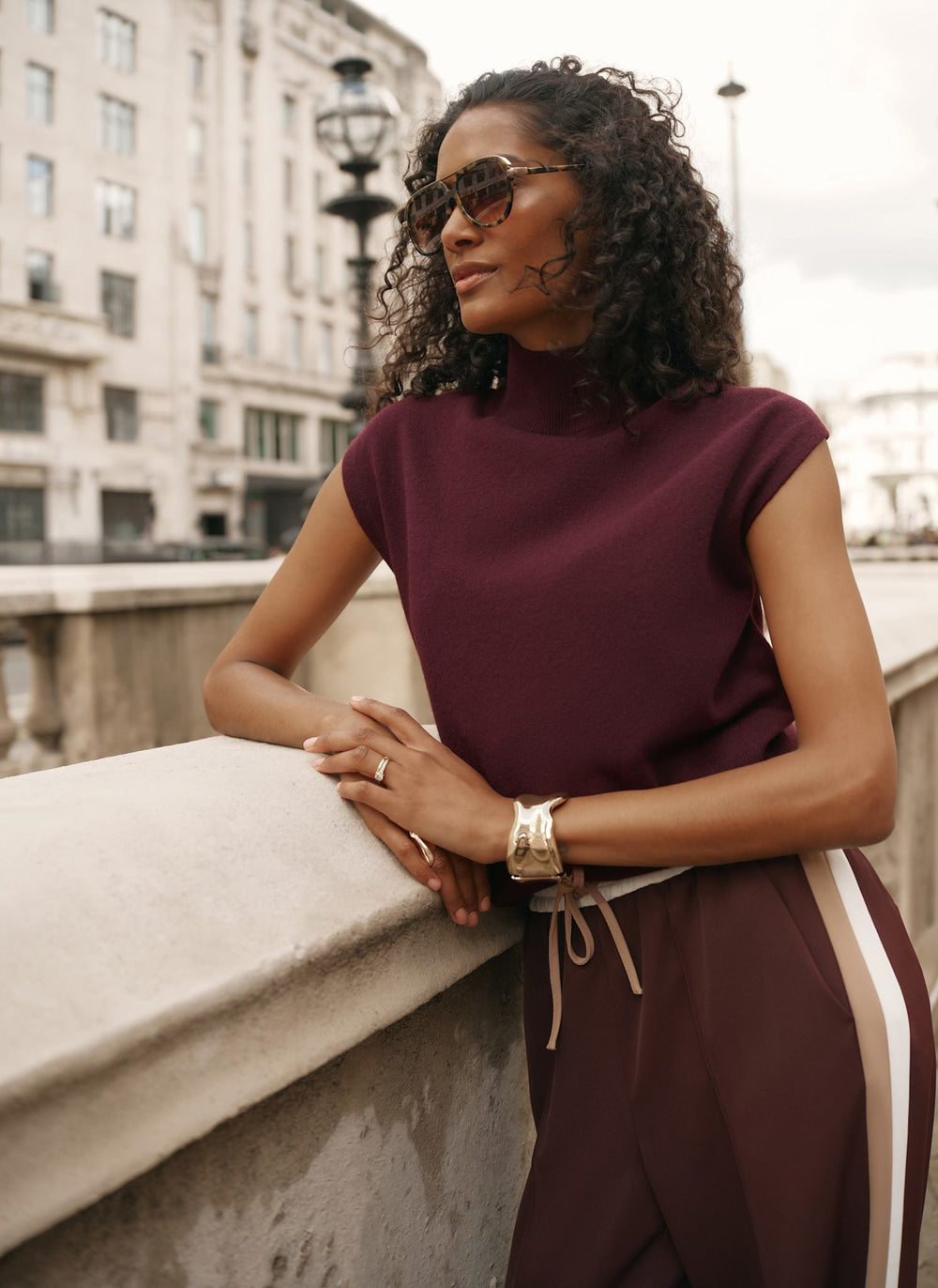 Burgundy Wool Blend Fine Knit Top