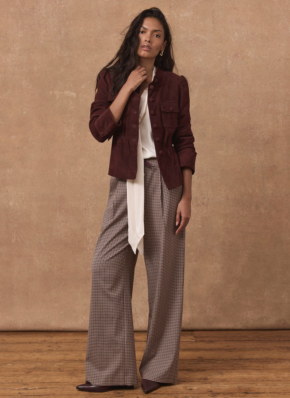 Burgundy Suede Peplum Jacket