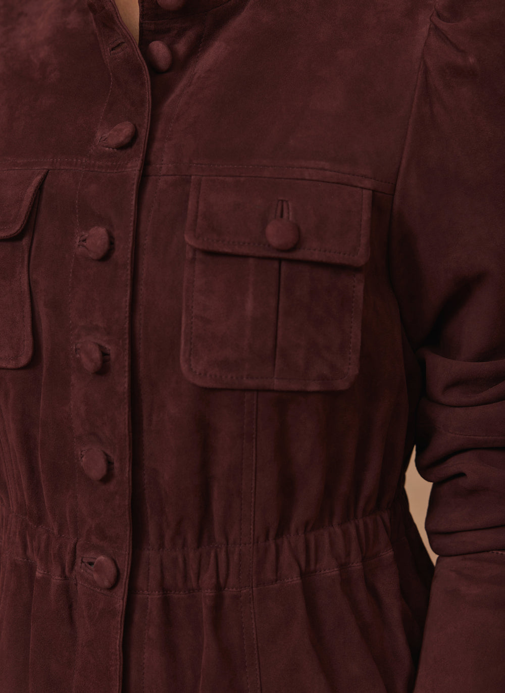Burgundy Suede Peplum Jacket
