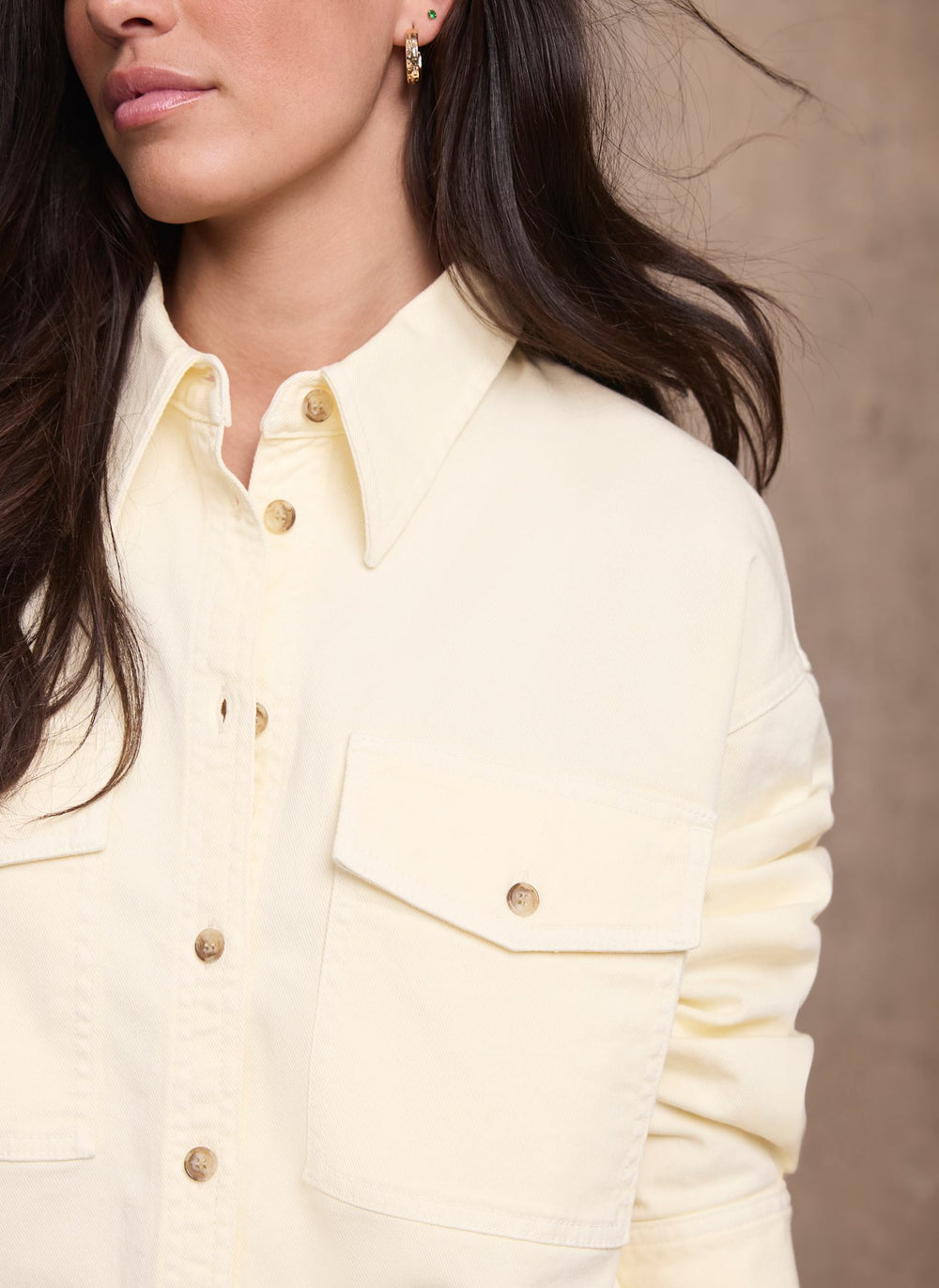 Yellow Denim Cropped Shirt