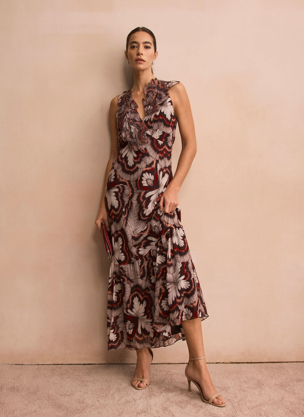 Brown Printed Maxi Dress