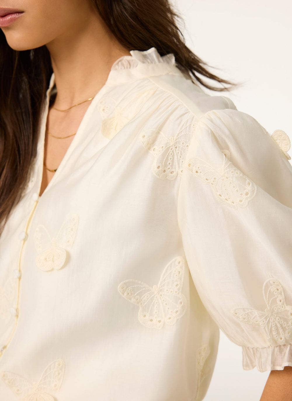 White Butterfly Detail Blouse