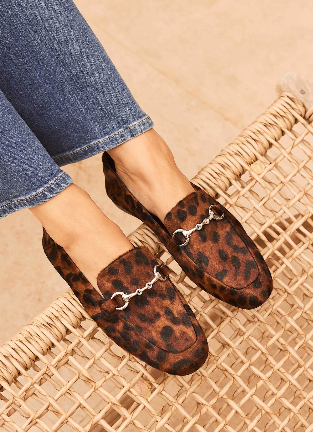 Camille Leopard Textured Loafers