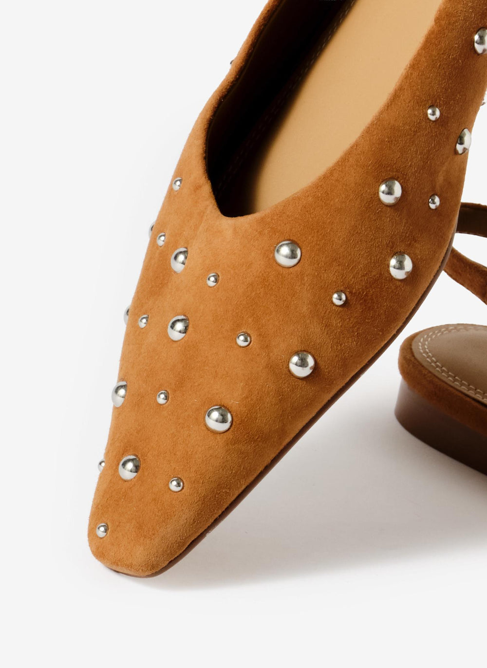 Casey Neutral Suede Studded Slingback Flats