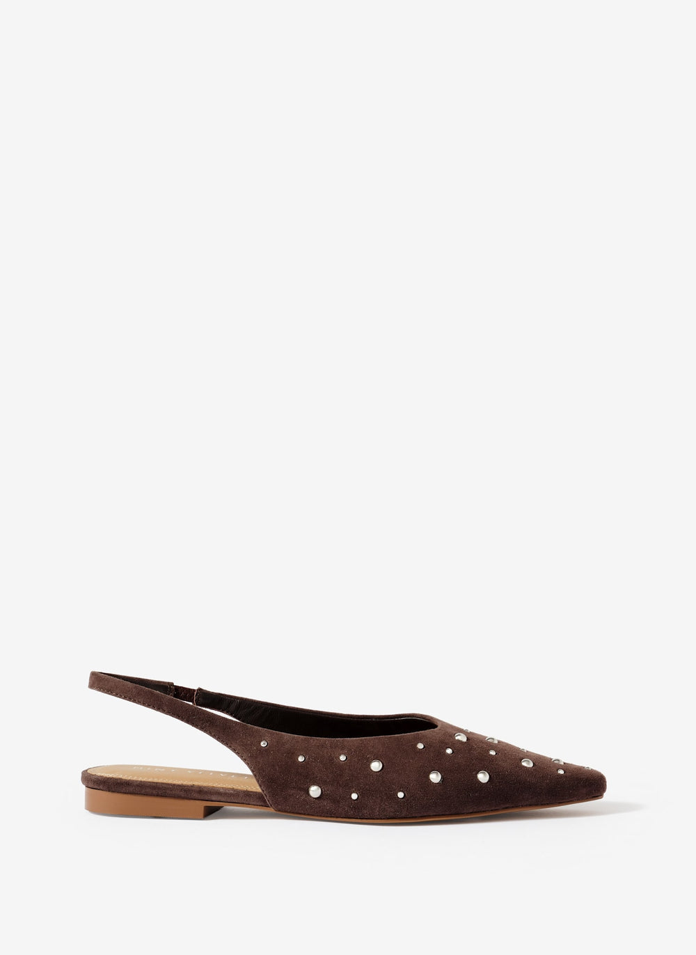 Casey Brown Suede Studded Slingback Flats
