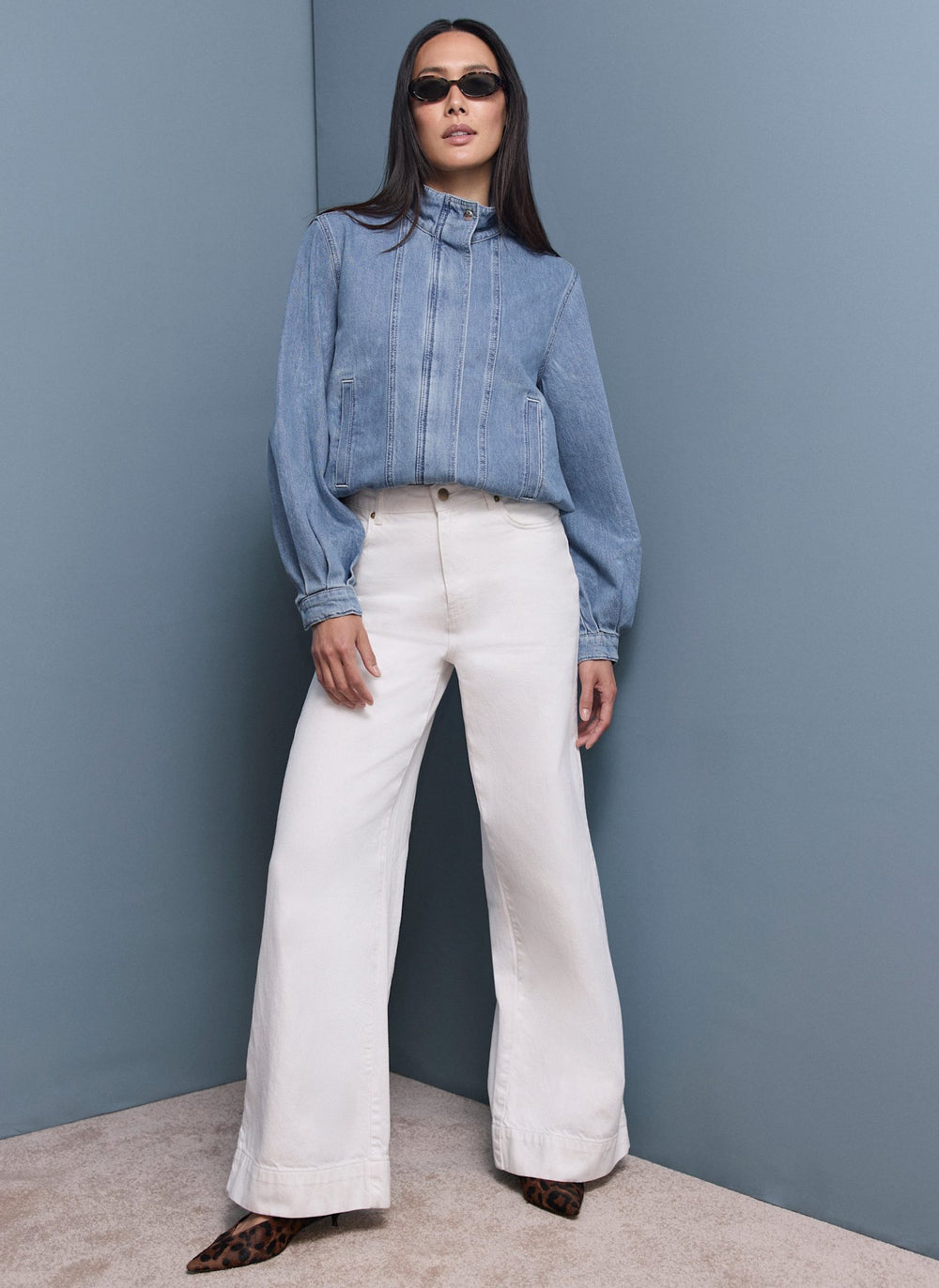 Cream Wide Leg Jeans