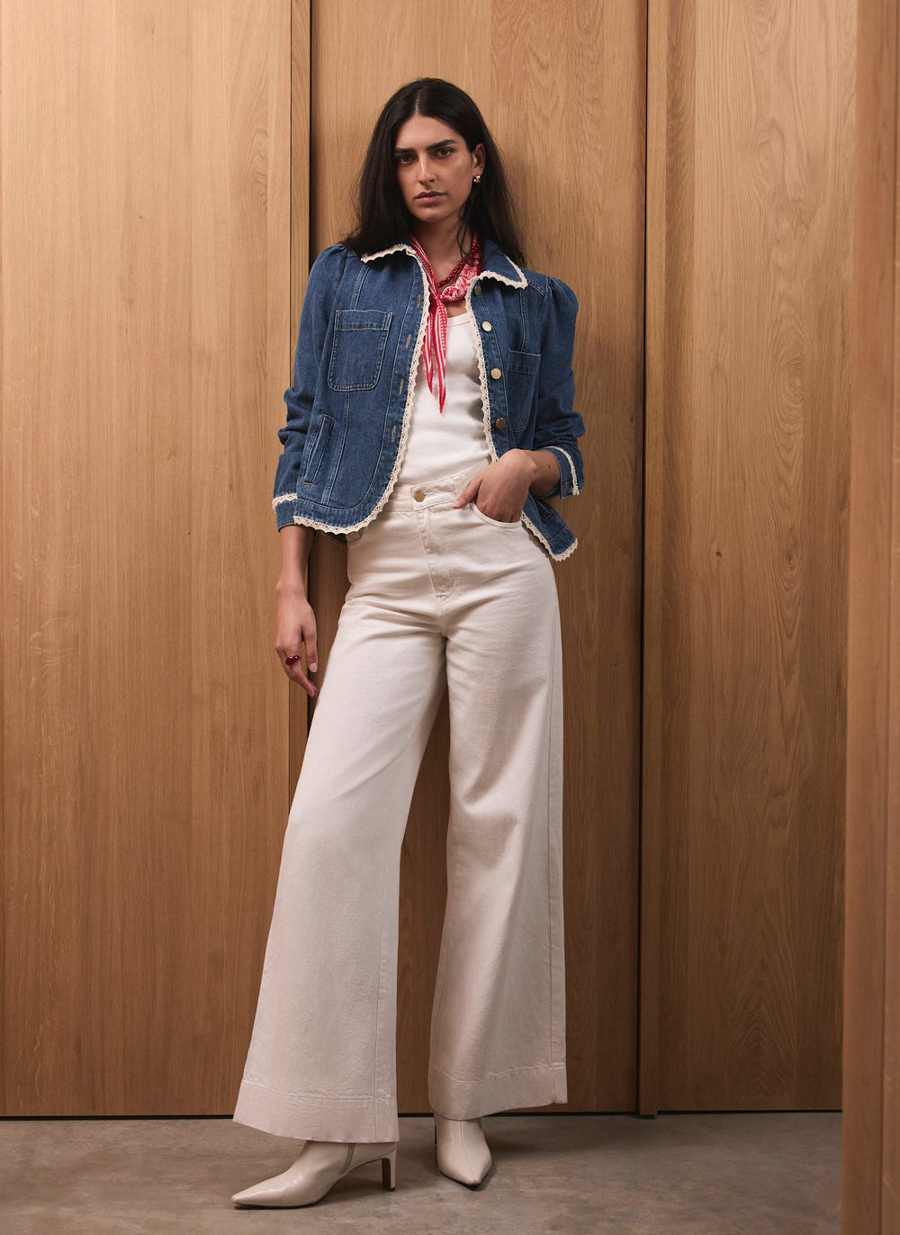 Cream Wide Leg Jeans