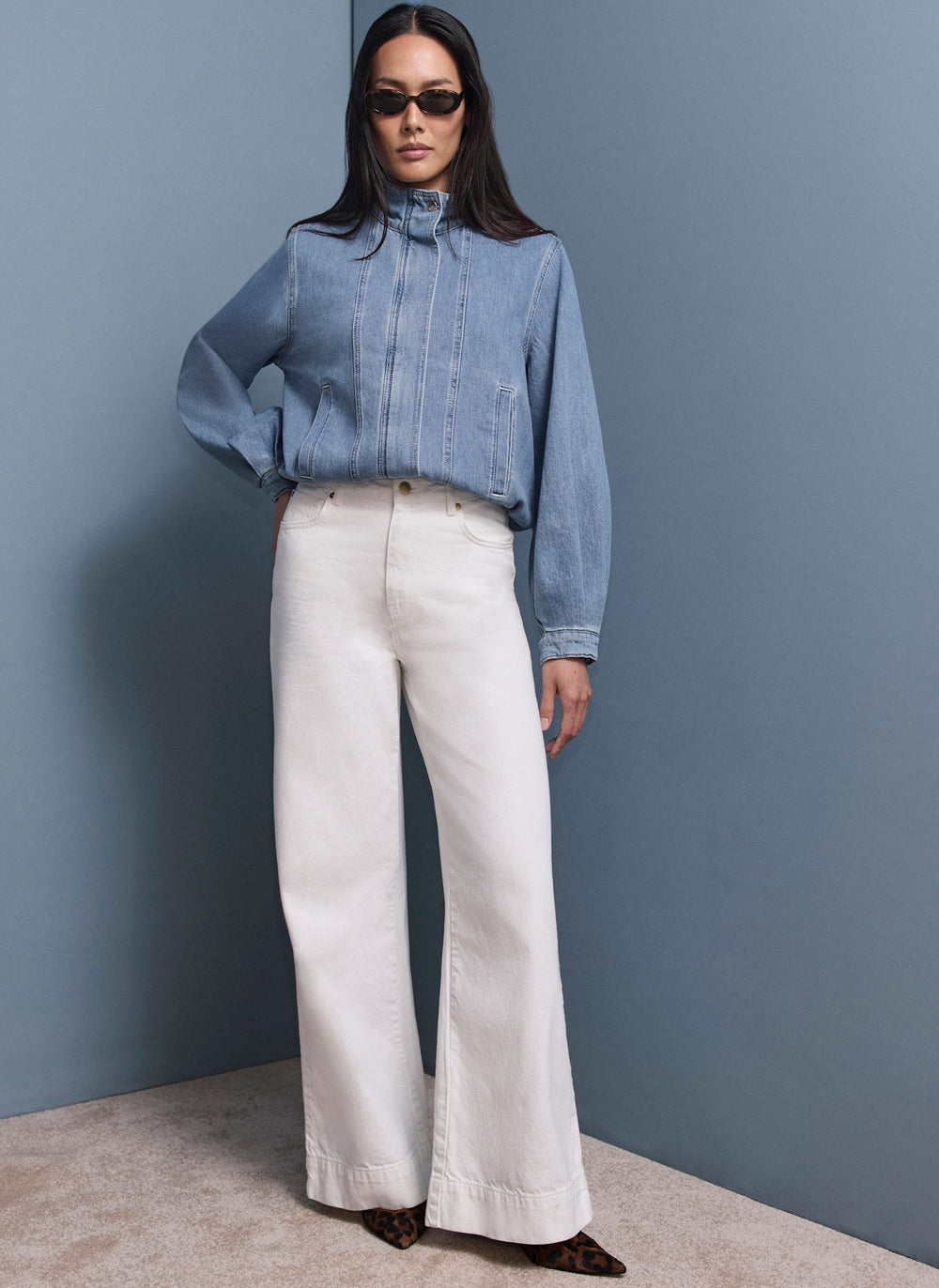 Cream Wide Leg Jeans