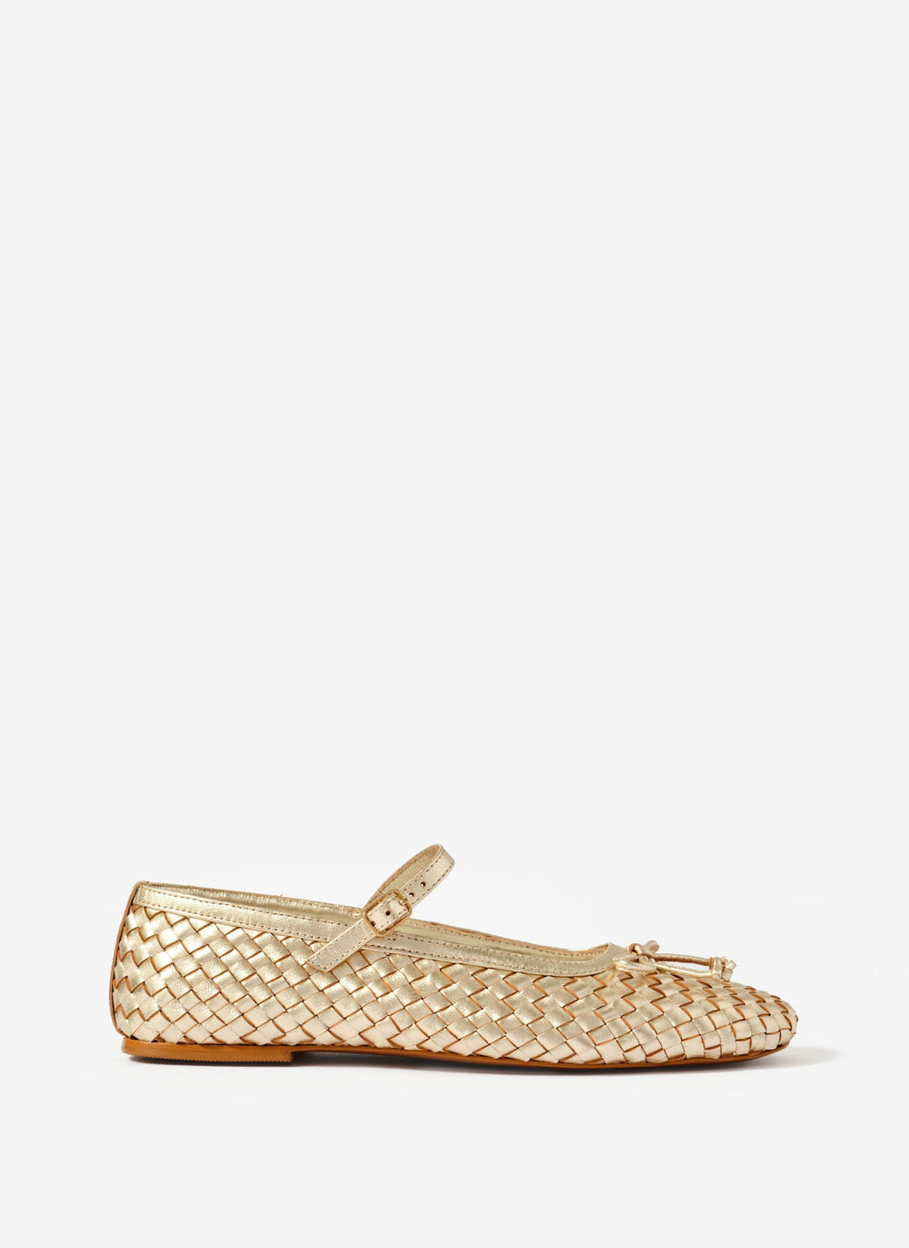 Charley Gold Leather Woven Pumps