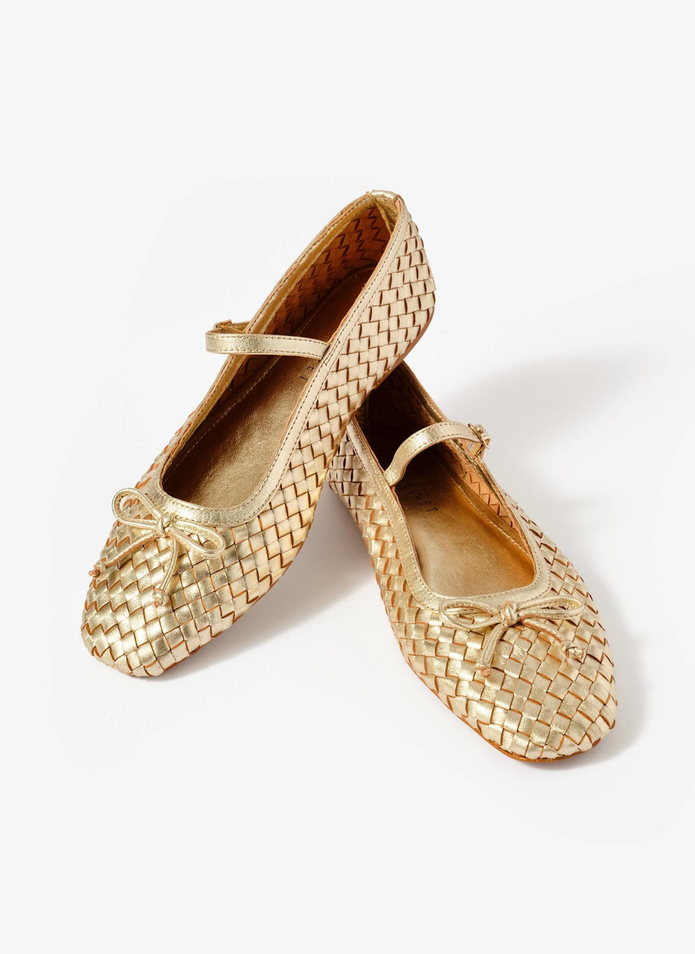 Charley Gold Leather Woven Pumps