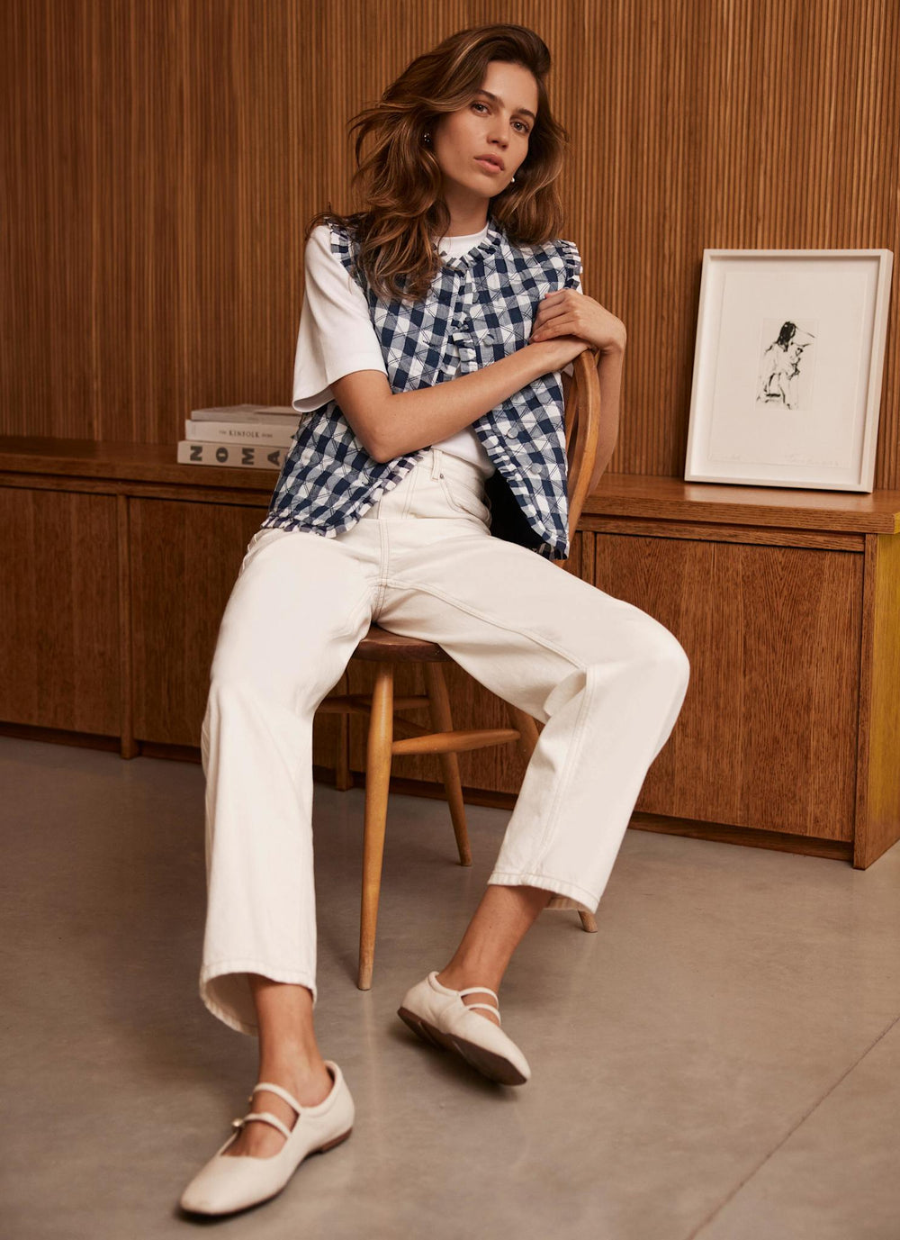 Blue Gingham Quilted Gilet