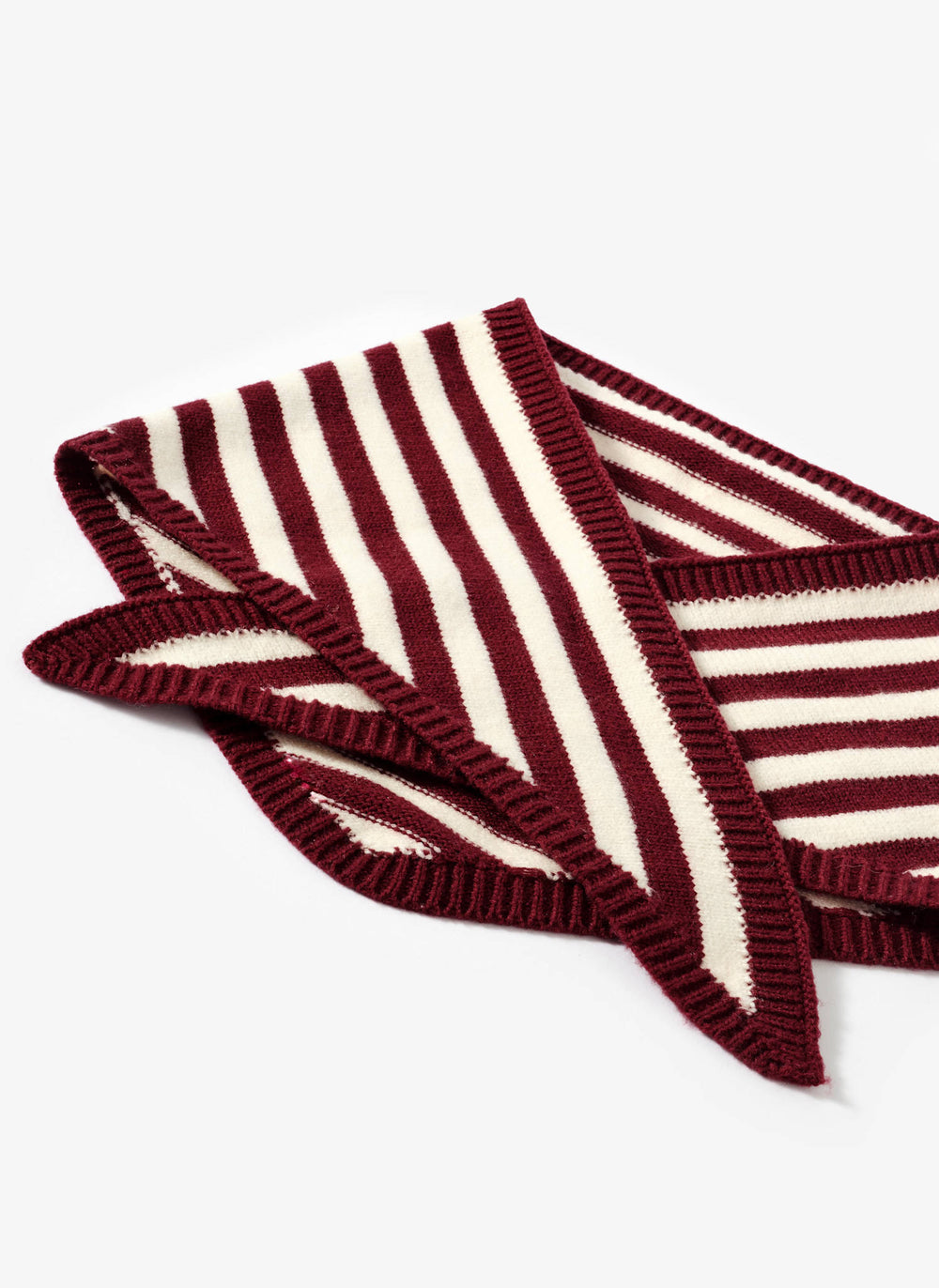 Burgundy Stripe Knit Scarf
