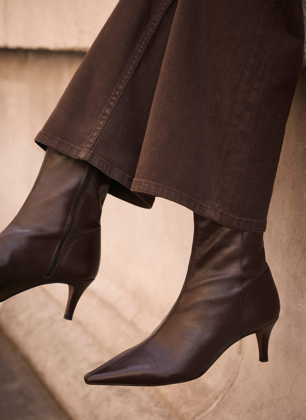 Chloe Brown Leather Ankle Boots