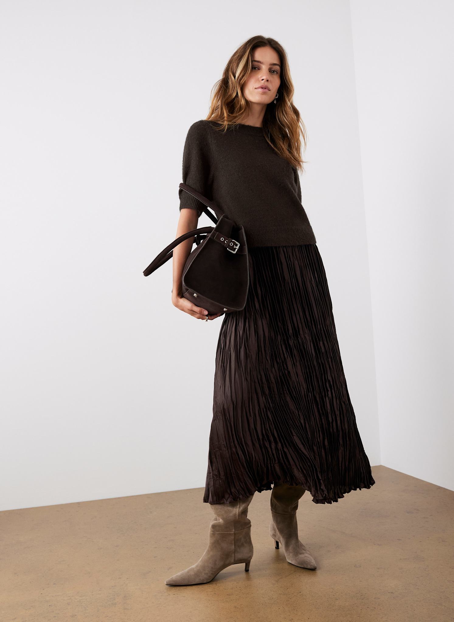 Brown Layered Jumper Midi Dress – Mint Velvet