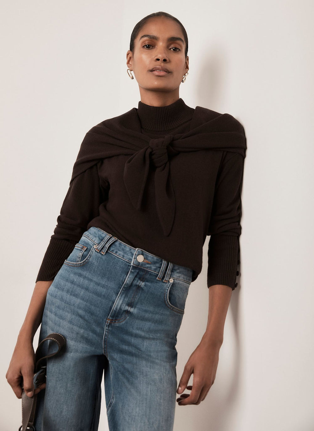 Brown Layered Knit Top