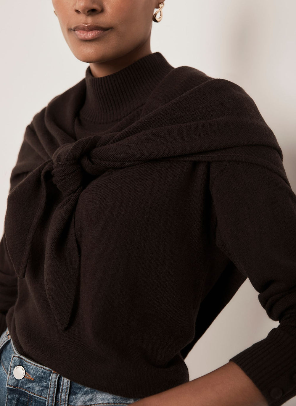 Brown Layered Knit Top