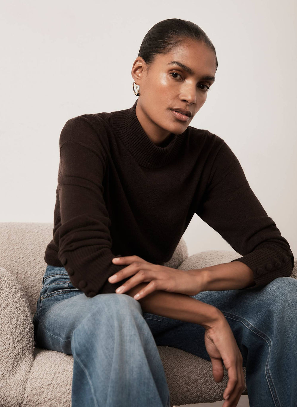 Brown Layered Knit Top