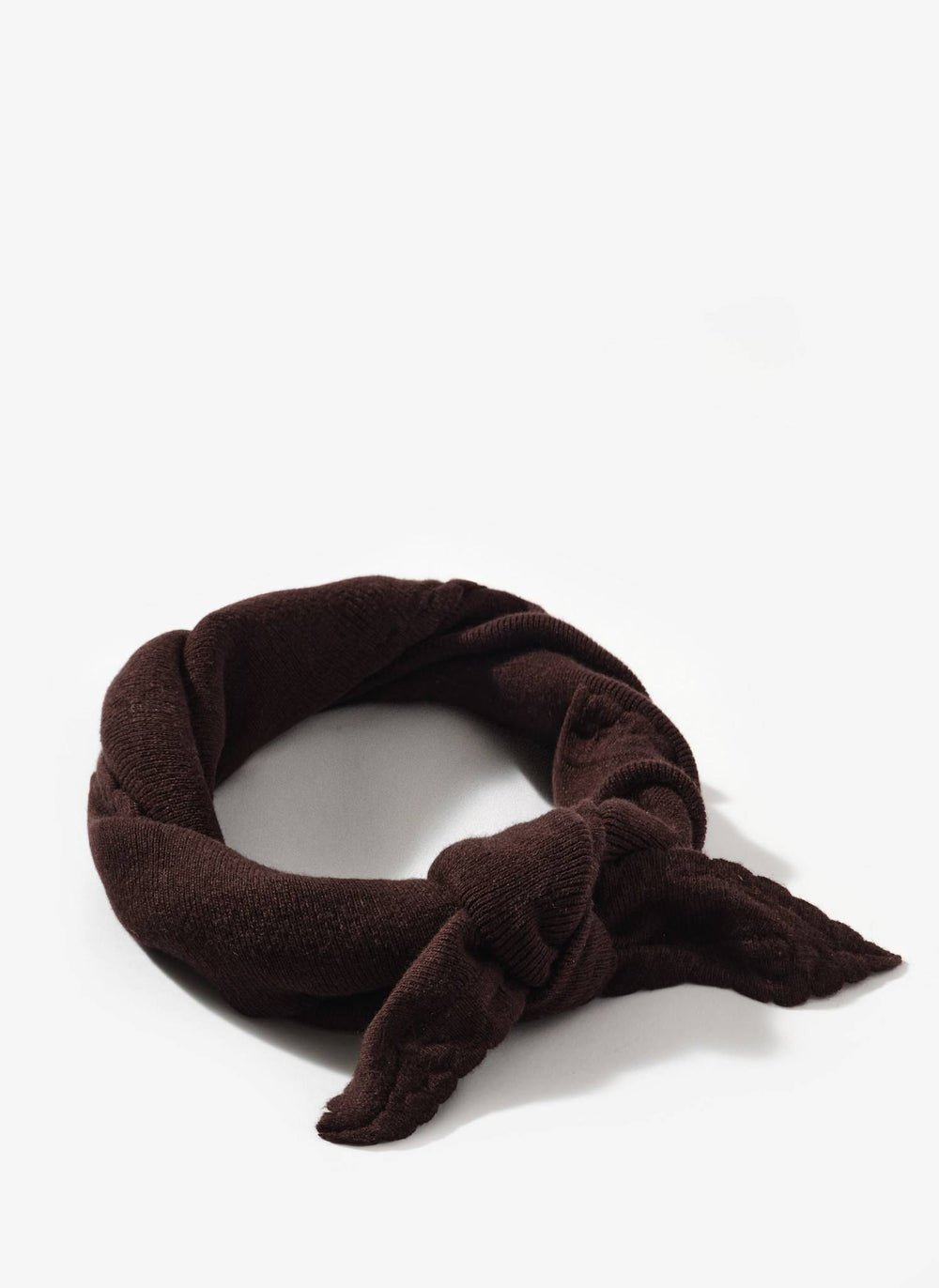 Brown Scallop Edge Knit Scarf