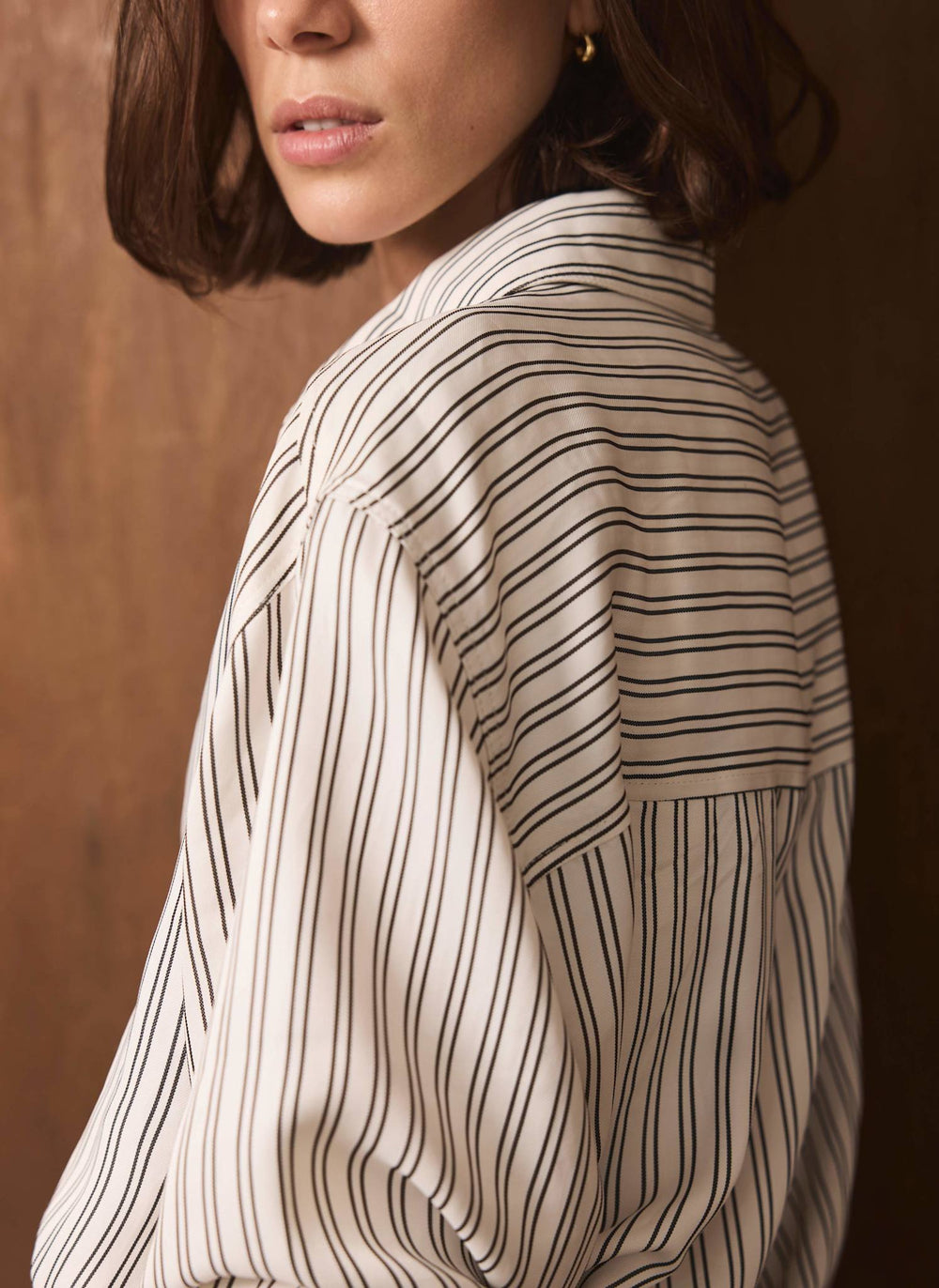 Neutral Brown Stripe Shirt