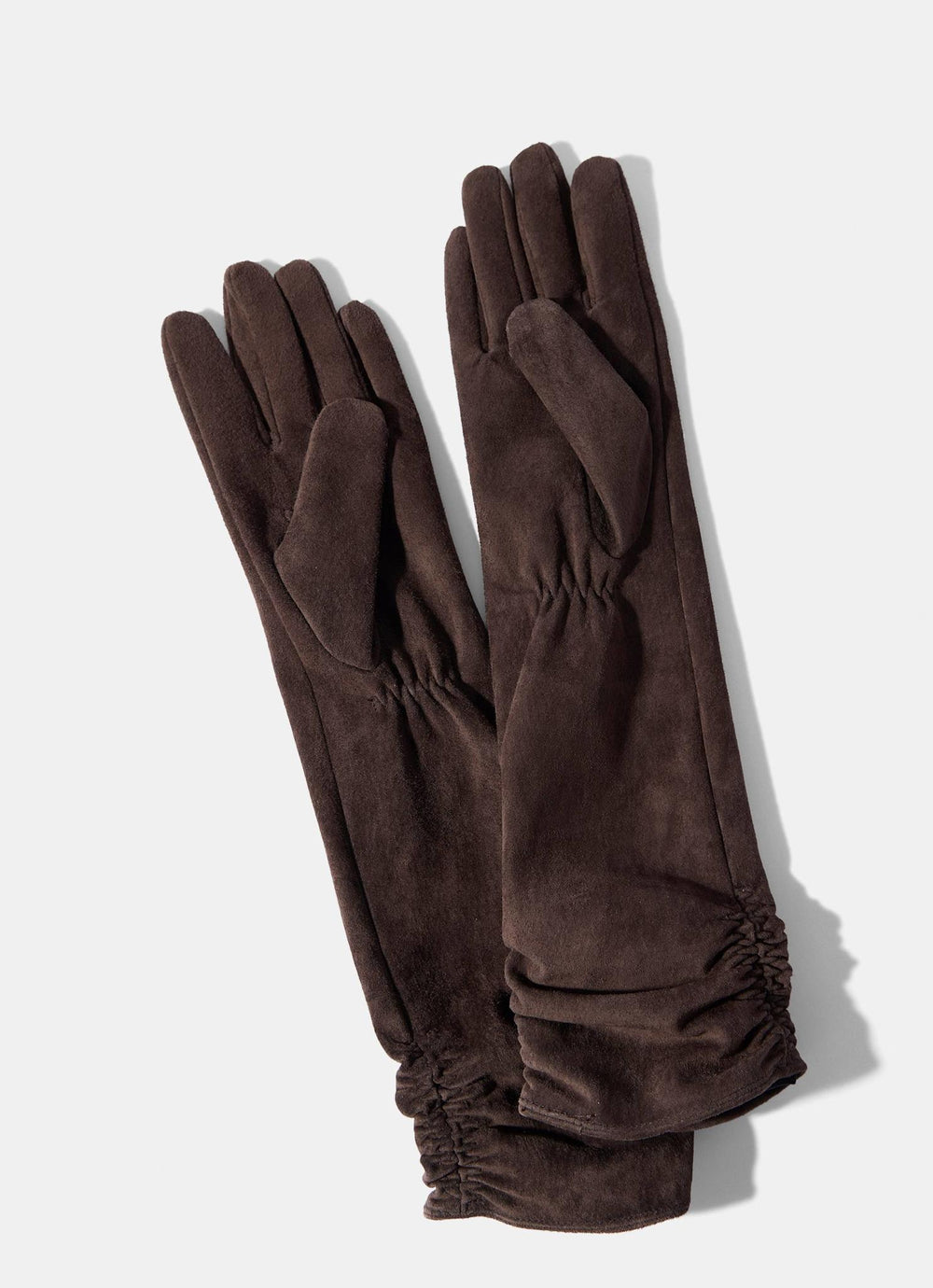 Brown Suede Long Gloves