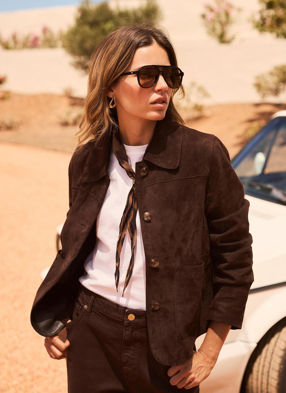 Brown Suede Pocket Detail Jacket