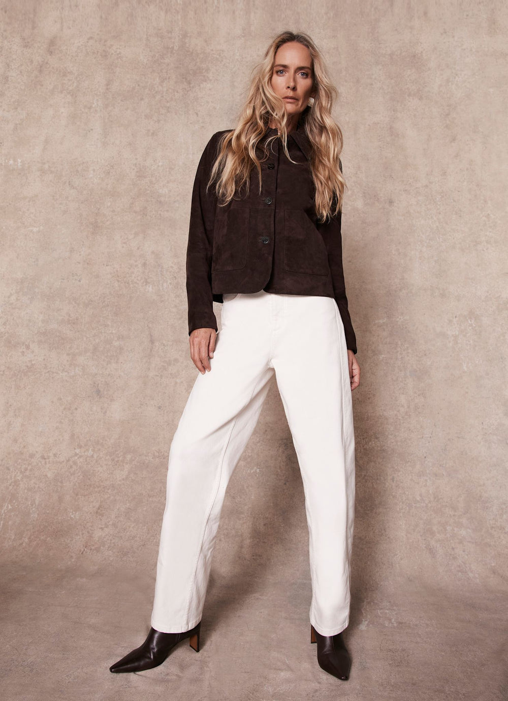 Brown Suede Pocket Detail Jacket