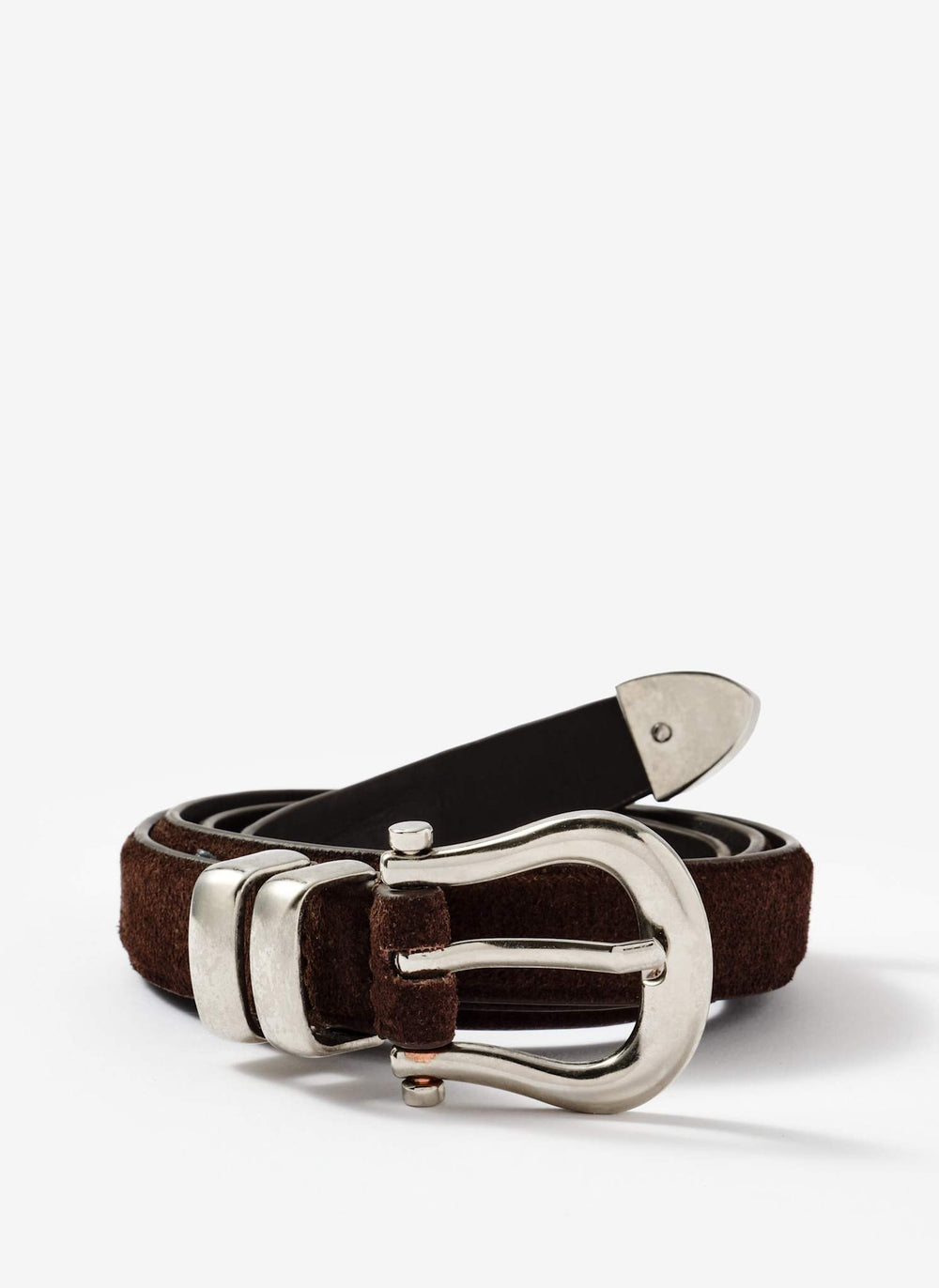 Brown Suede Slim Belt
