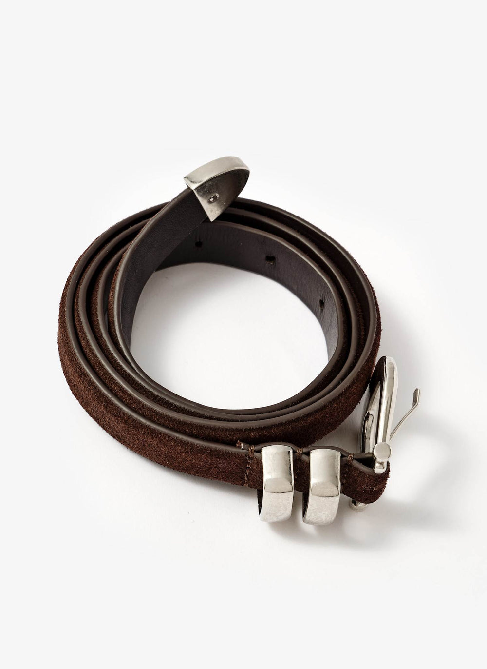 Brown Suede Slim Belt