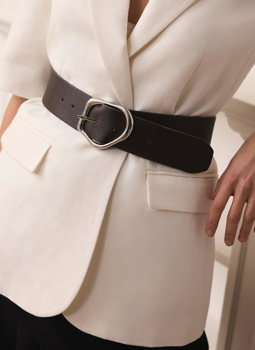 Brown Leather Wide Belt