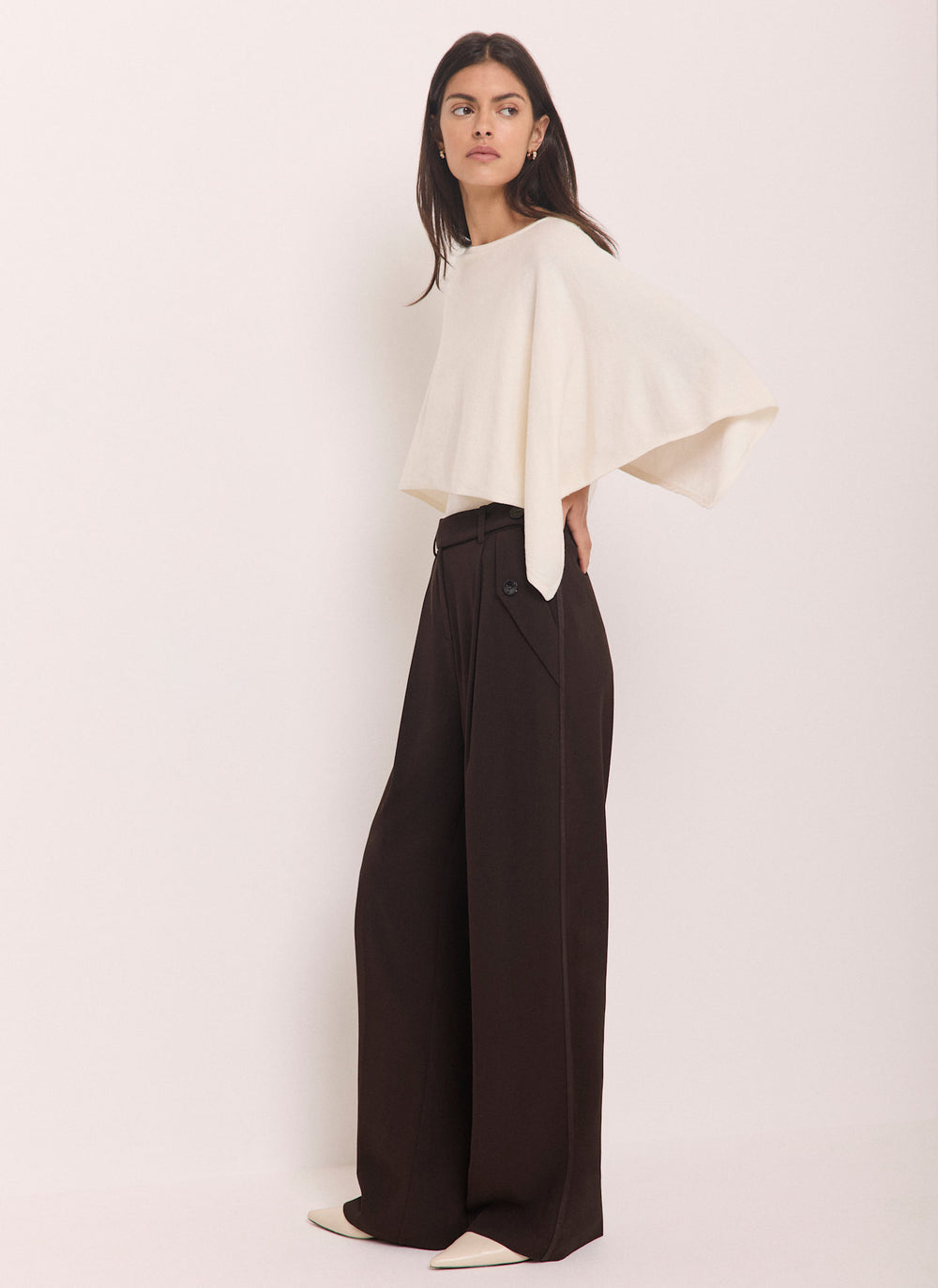 Brown Tailored Wide Trousers
