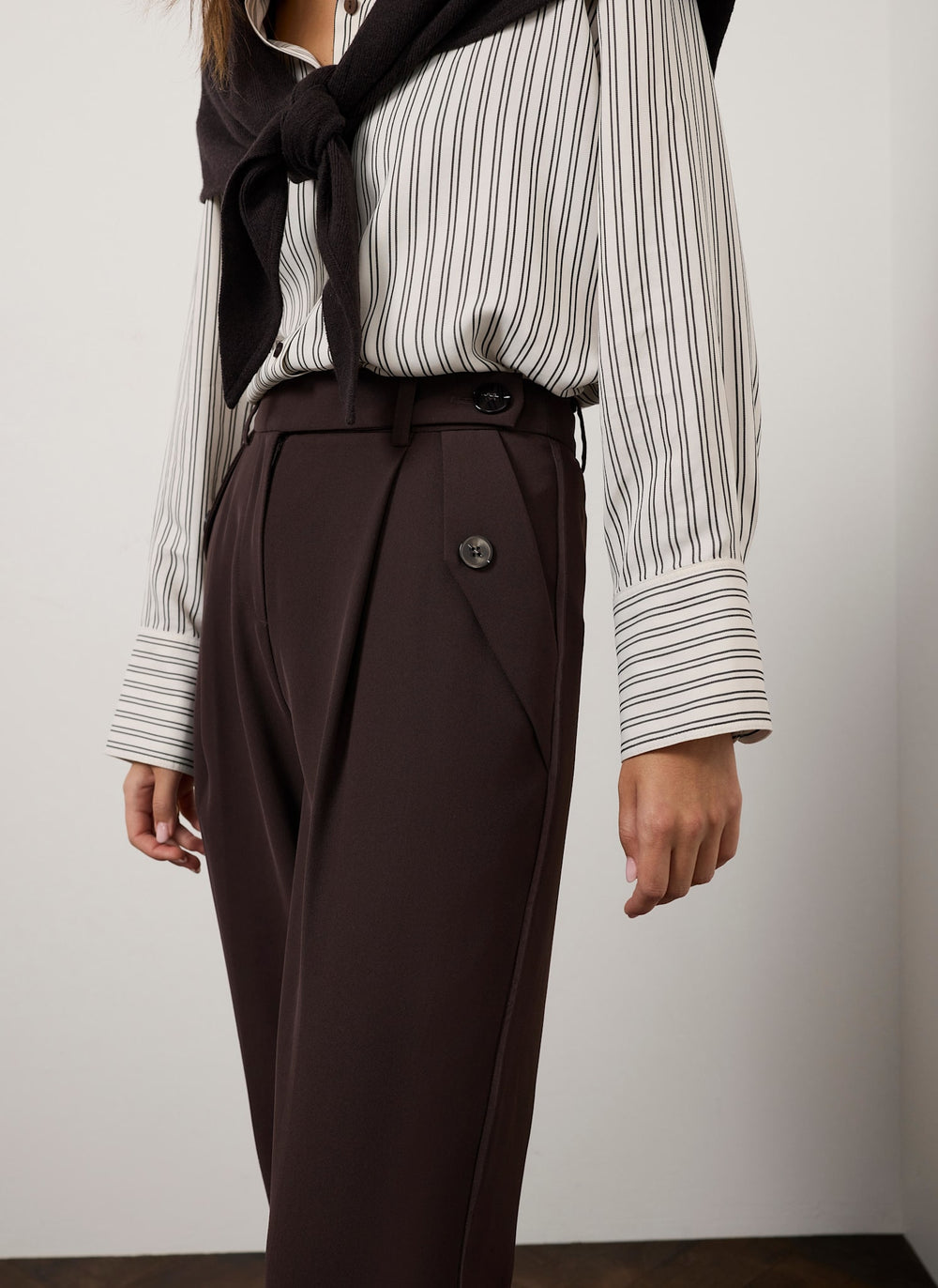 Brown Tailored Wide Trousers