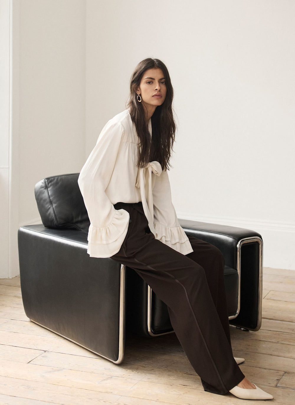 Brown Tailored Wide Leg Trousers