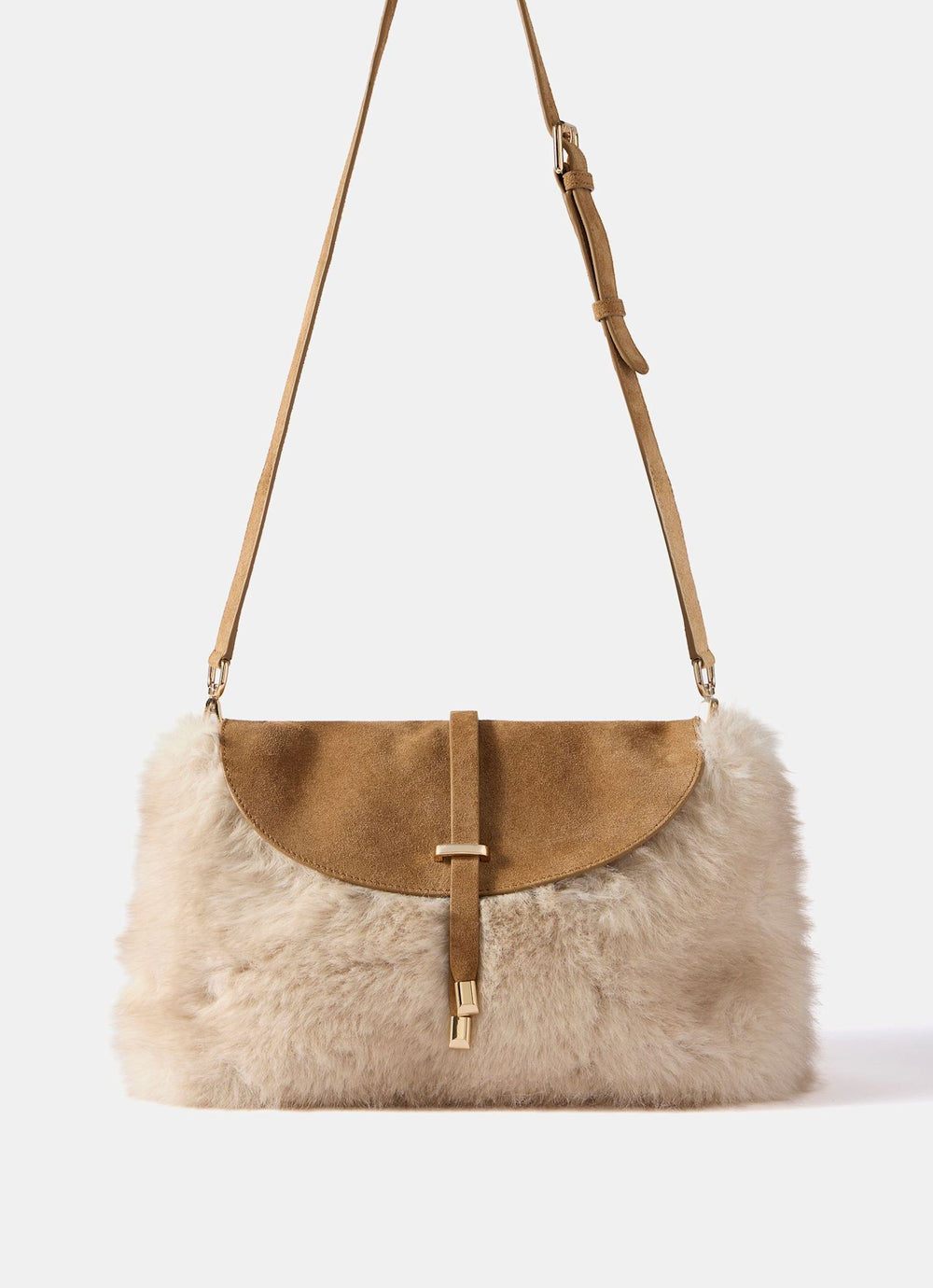 Chrissy Neutral Faux Fur Bag