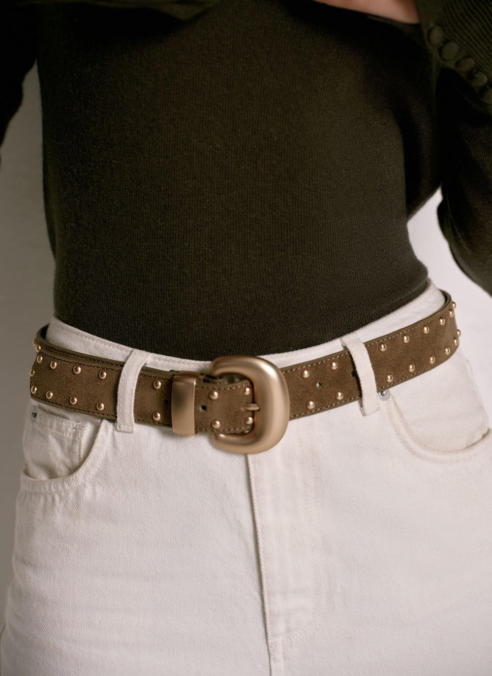 Khaki Suede Statement Belt