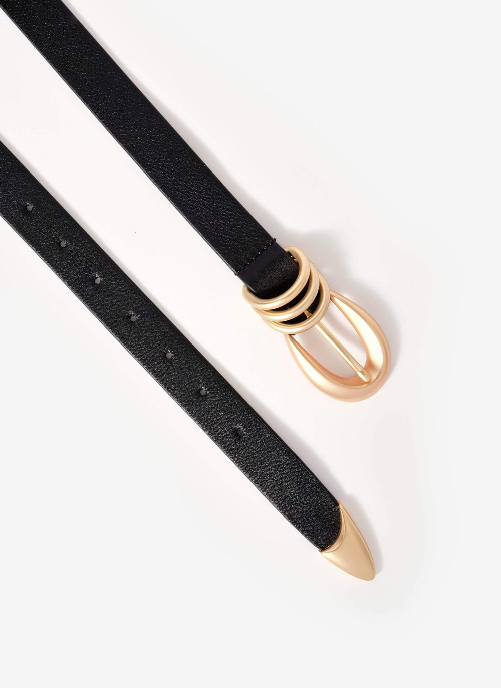 Black Leather Slim Belt
