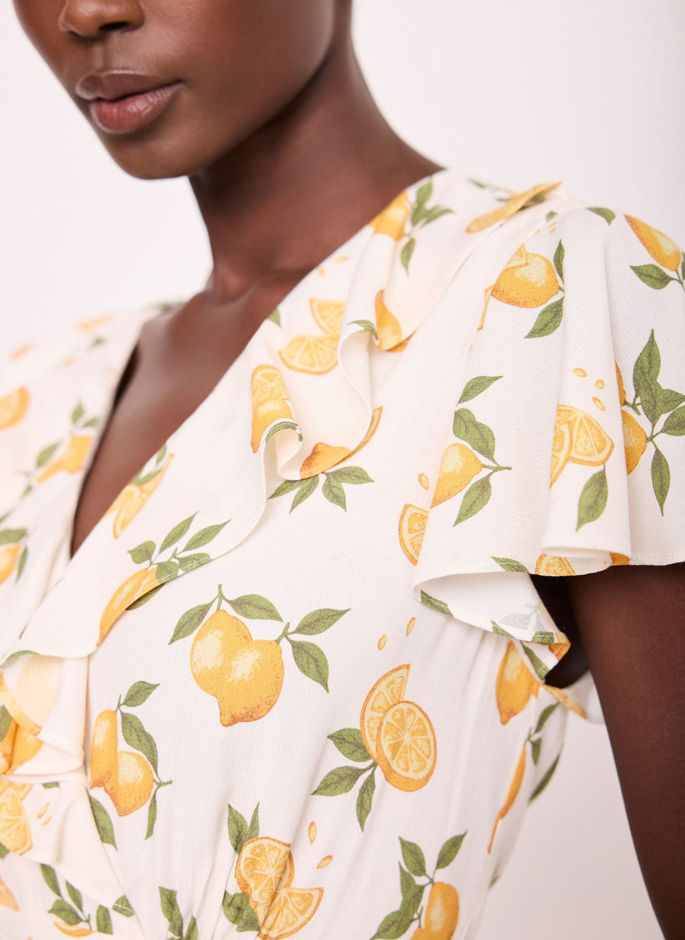 Yellow Lemon Print Mini Dress