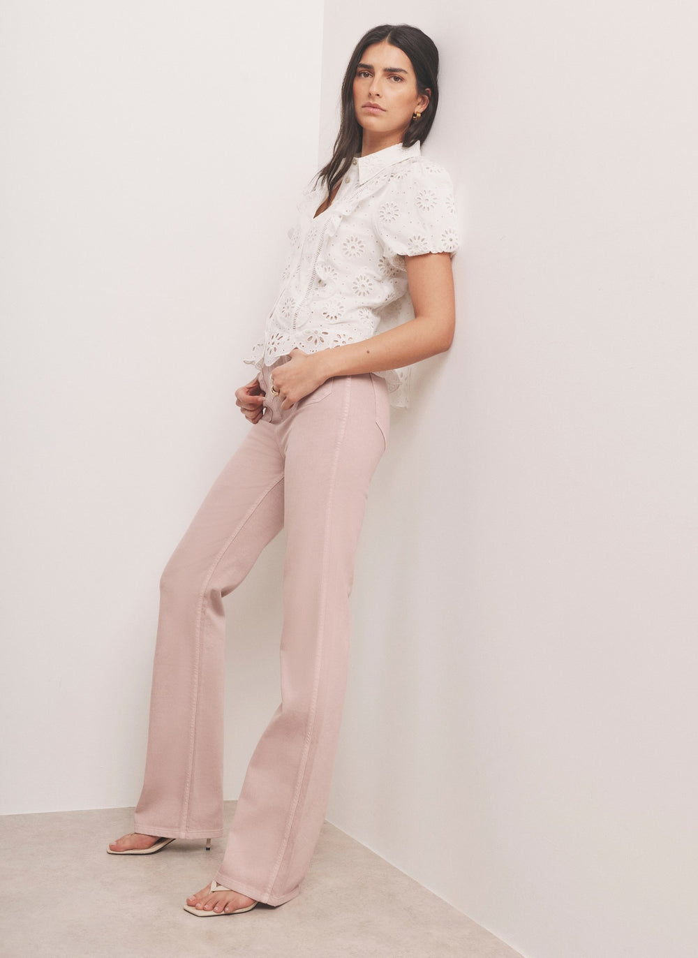 Pink Patch Pocket Flared Jeans