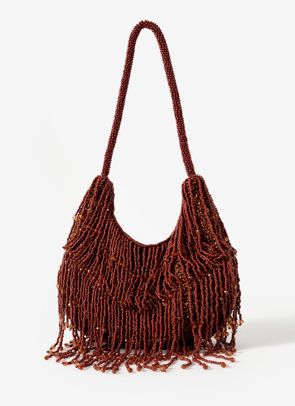 Cleo Brown Beaded Shoulder Bag