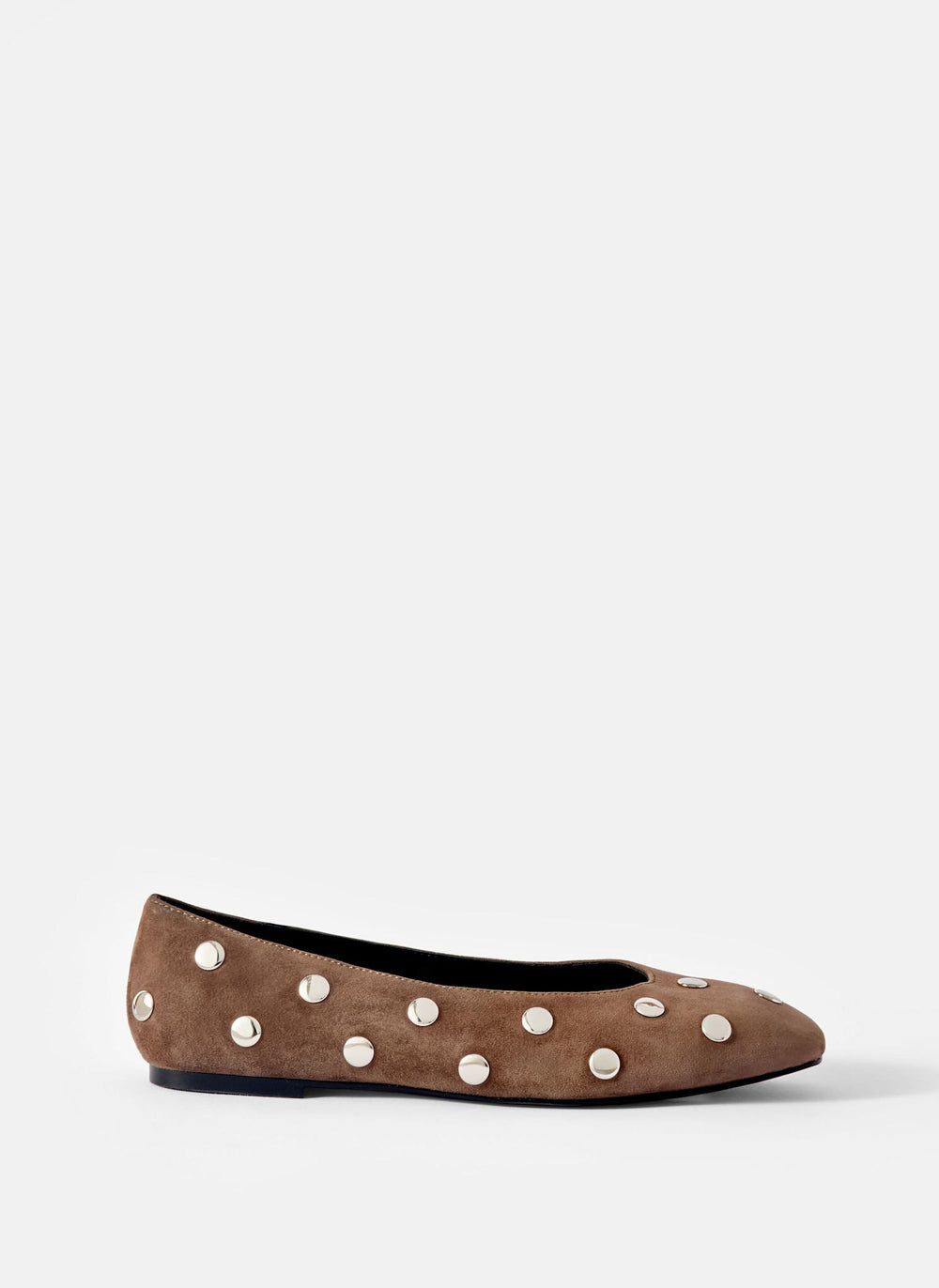Coco Brown Suede Studded Flats