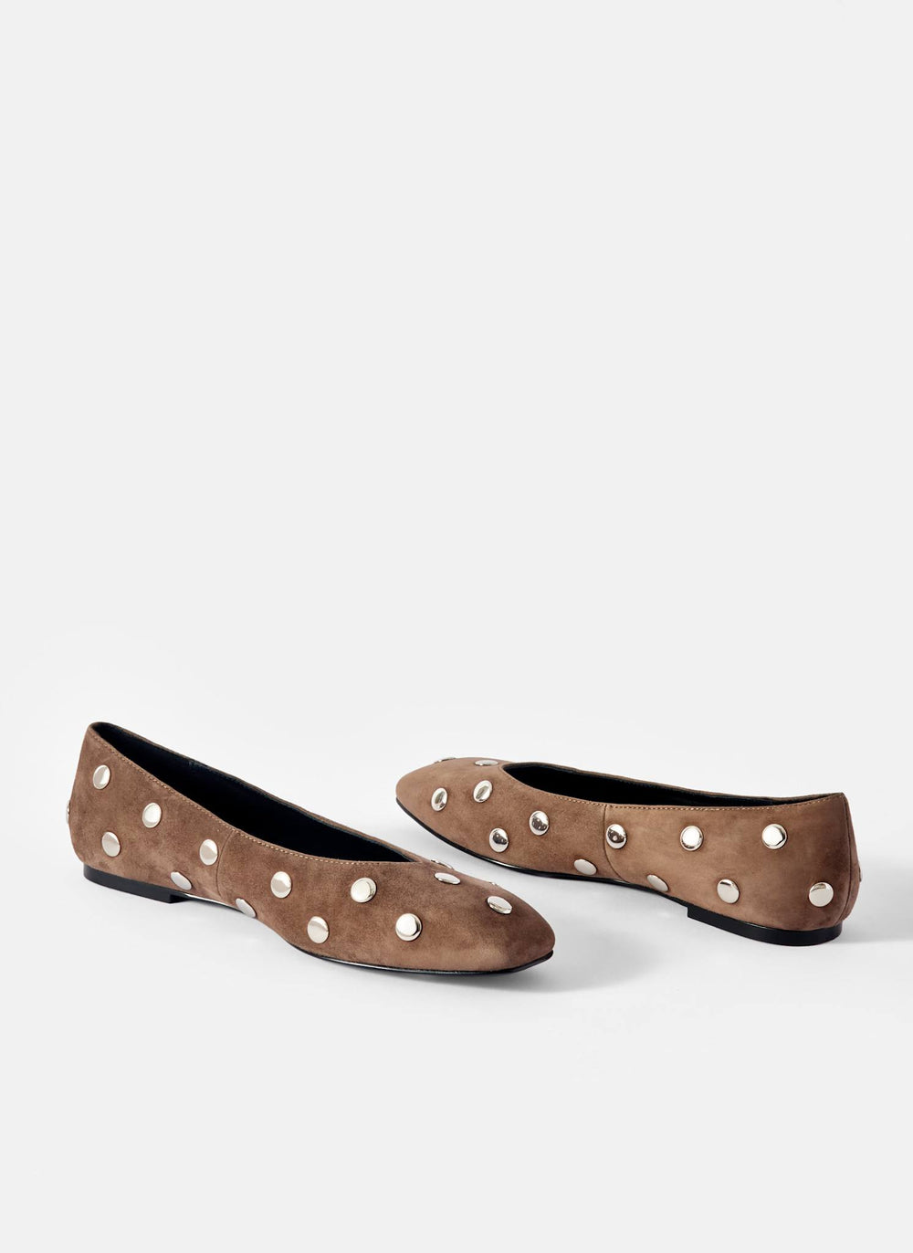 Coco Brown Suede Studded Flats