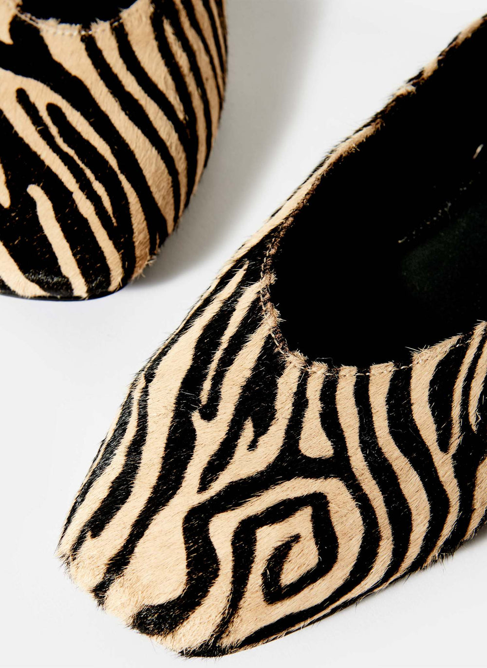 Codi Zebra Print Textured Flat Pumps