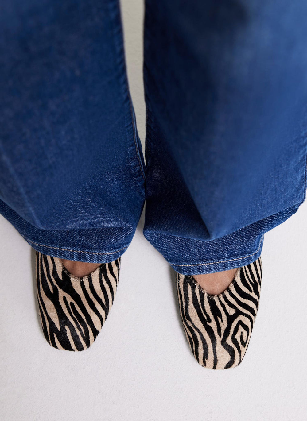 Codi Zebra Print Textured Flat Pumps