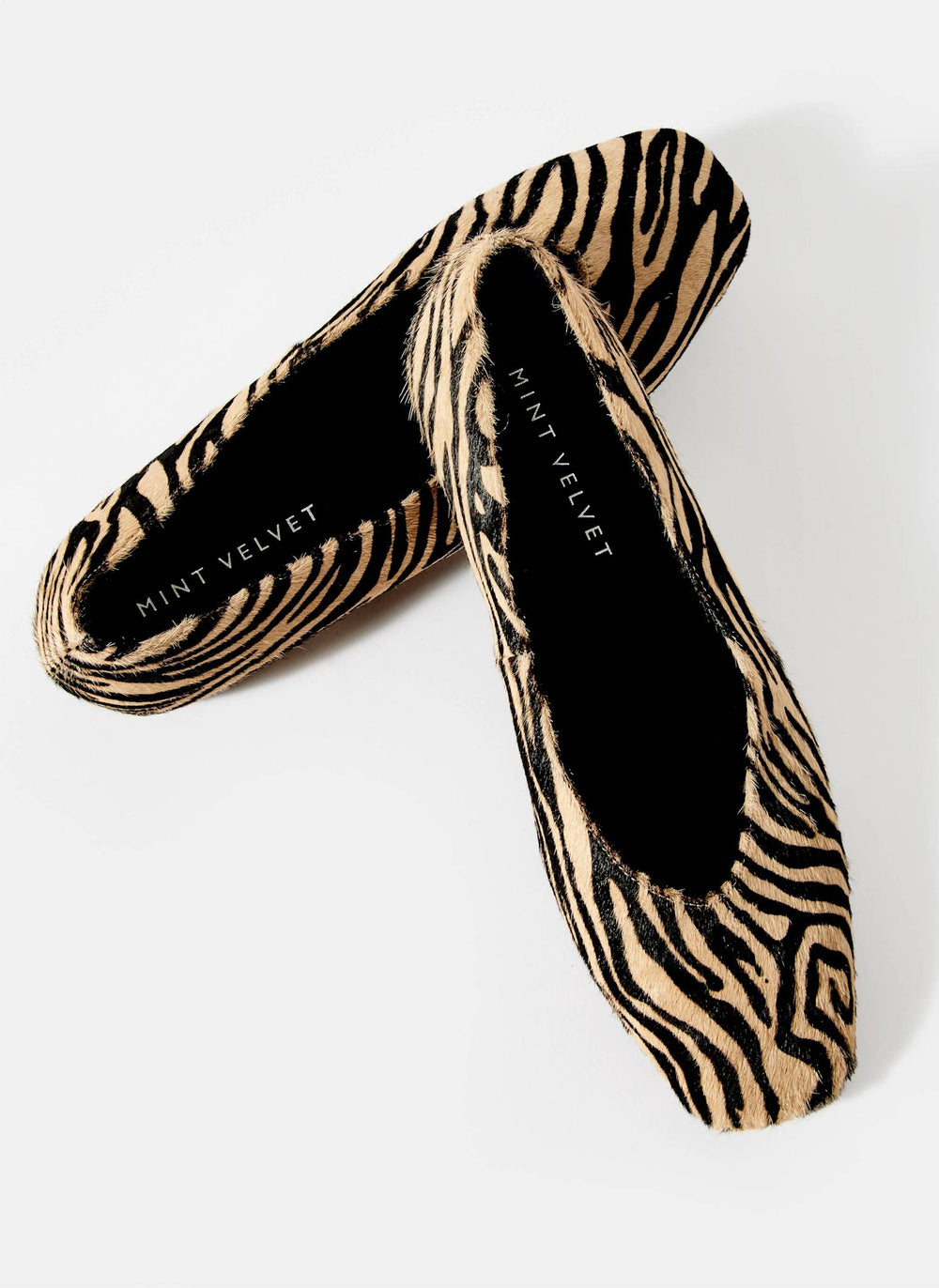 Codi Zebra Print Textured Flat Pumps