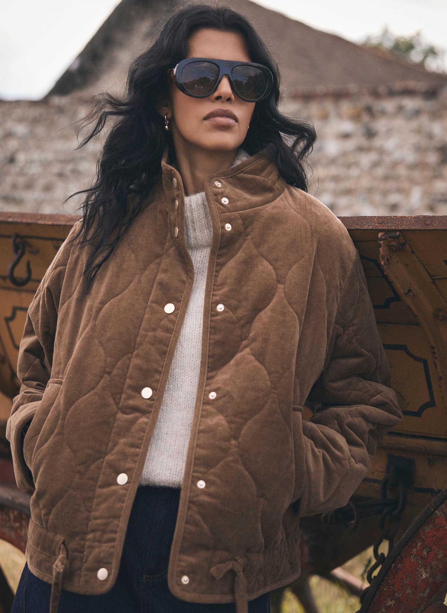 Brown Corduroy Quilted Jacket – Mint Velvet