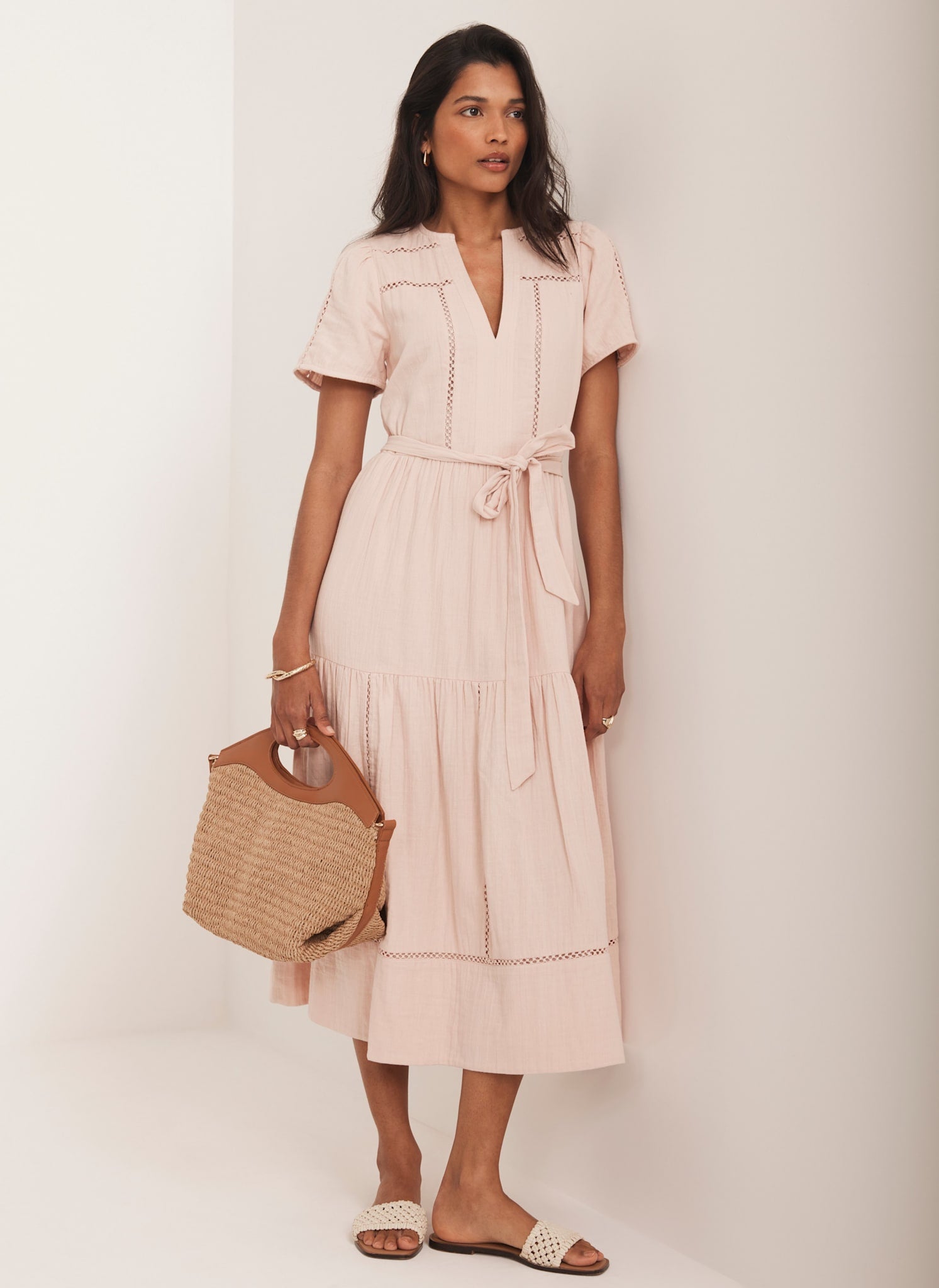 Pink Cotton Midi Dress Mint Velvet Pink Cotton Midi Dress Mint Velvet