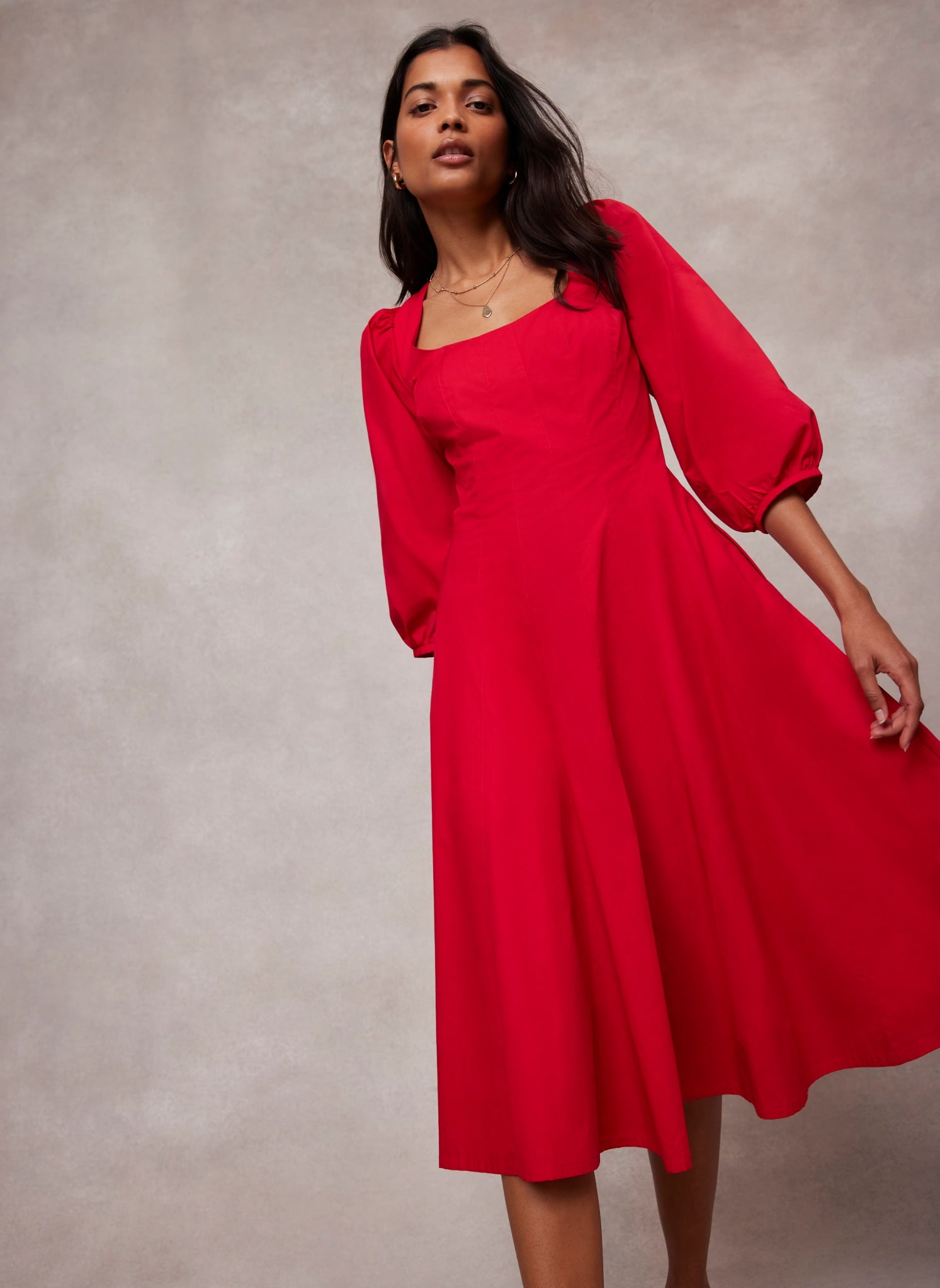 Red cotton dress online