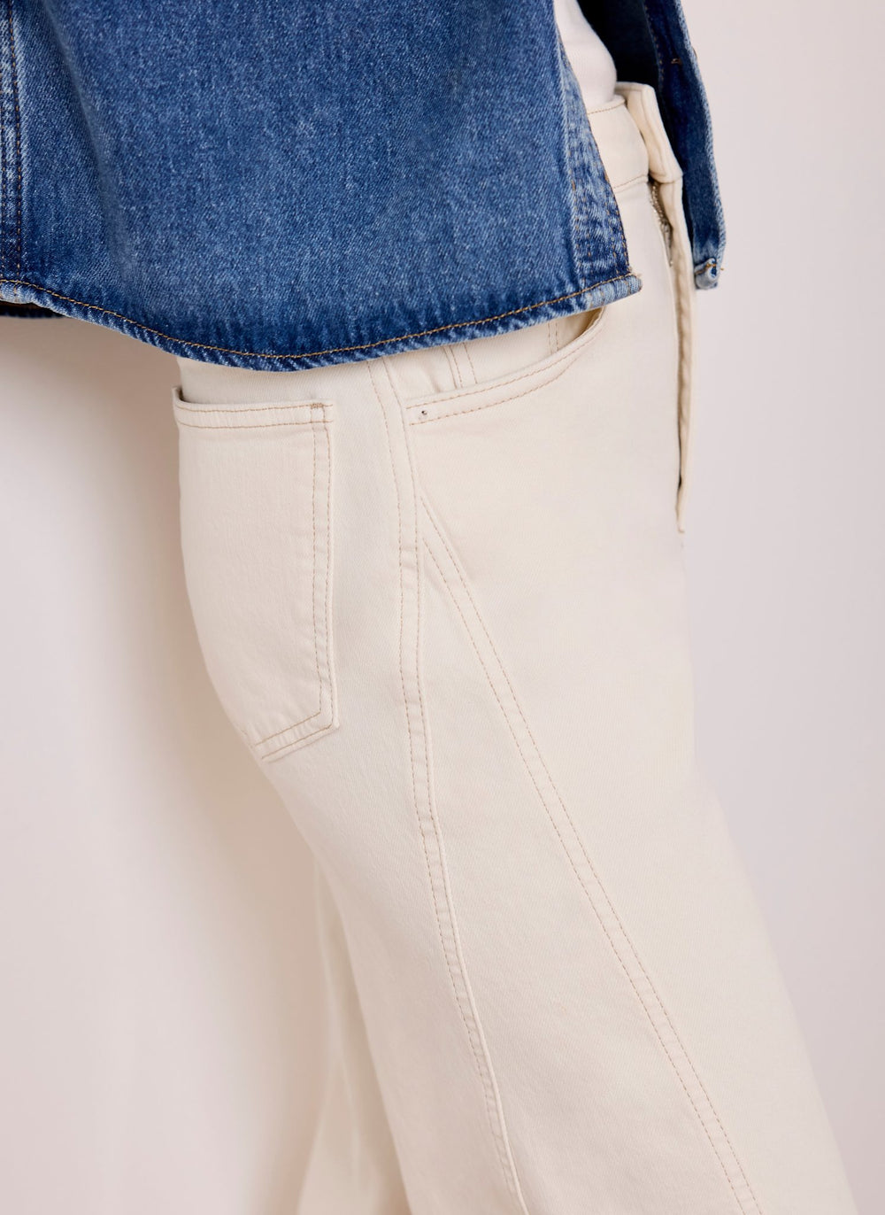 Cream Barrel Leg Jeans
