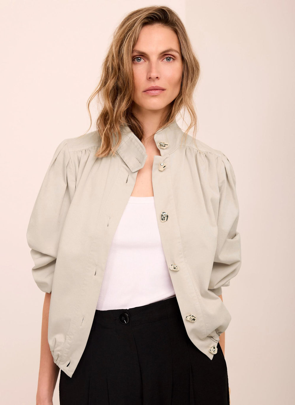 Neutral Cotton Blend Jacket