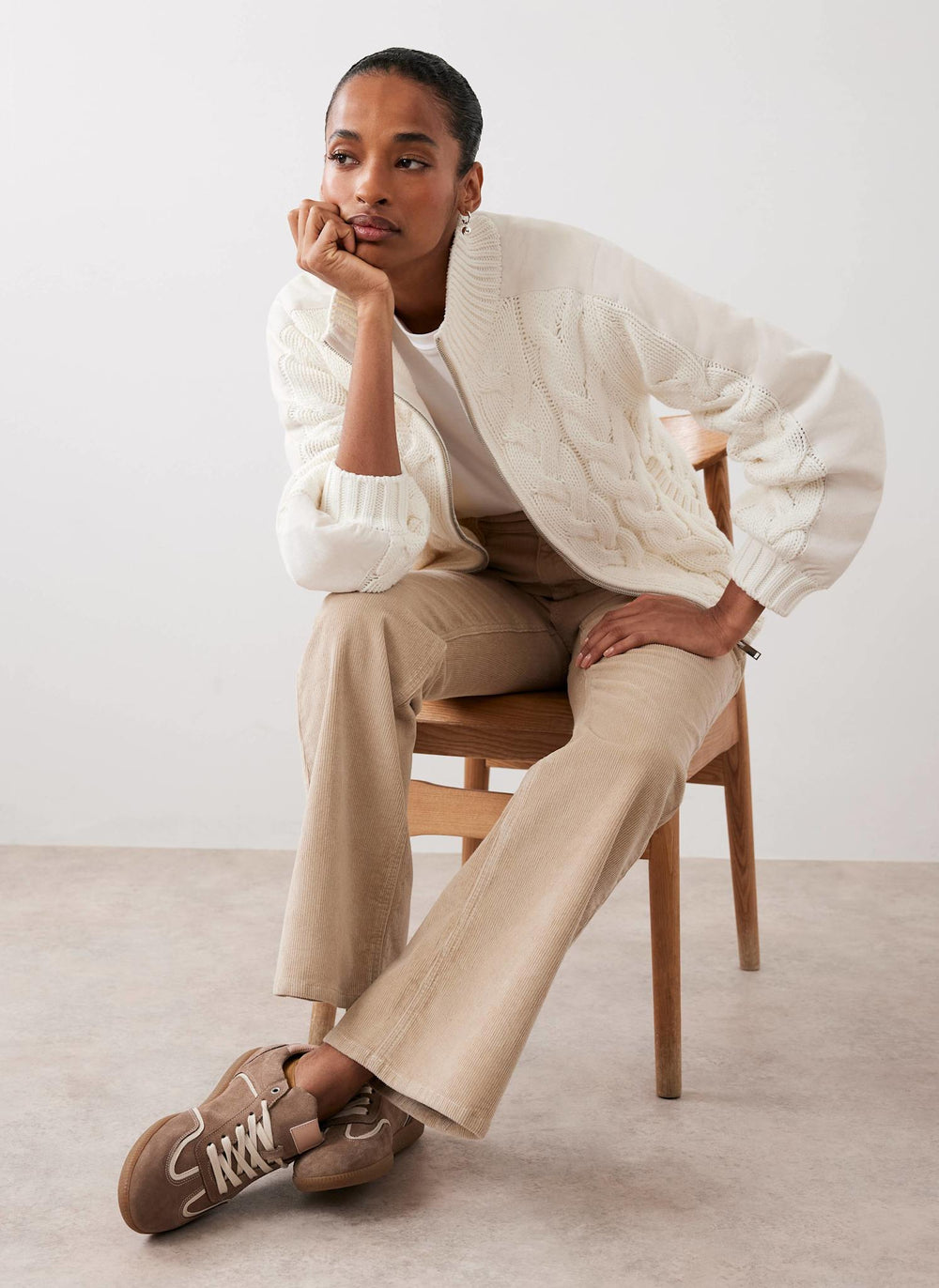 Cream Cable Knit Jacket