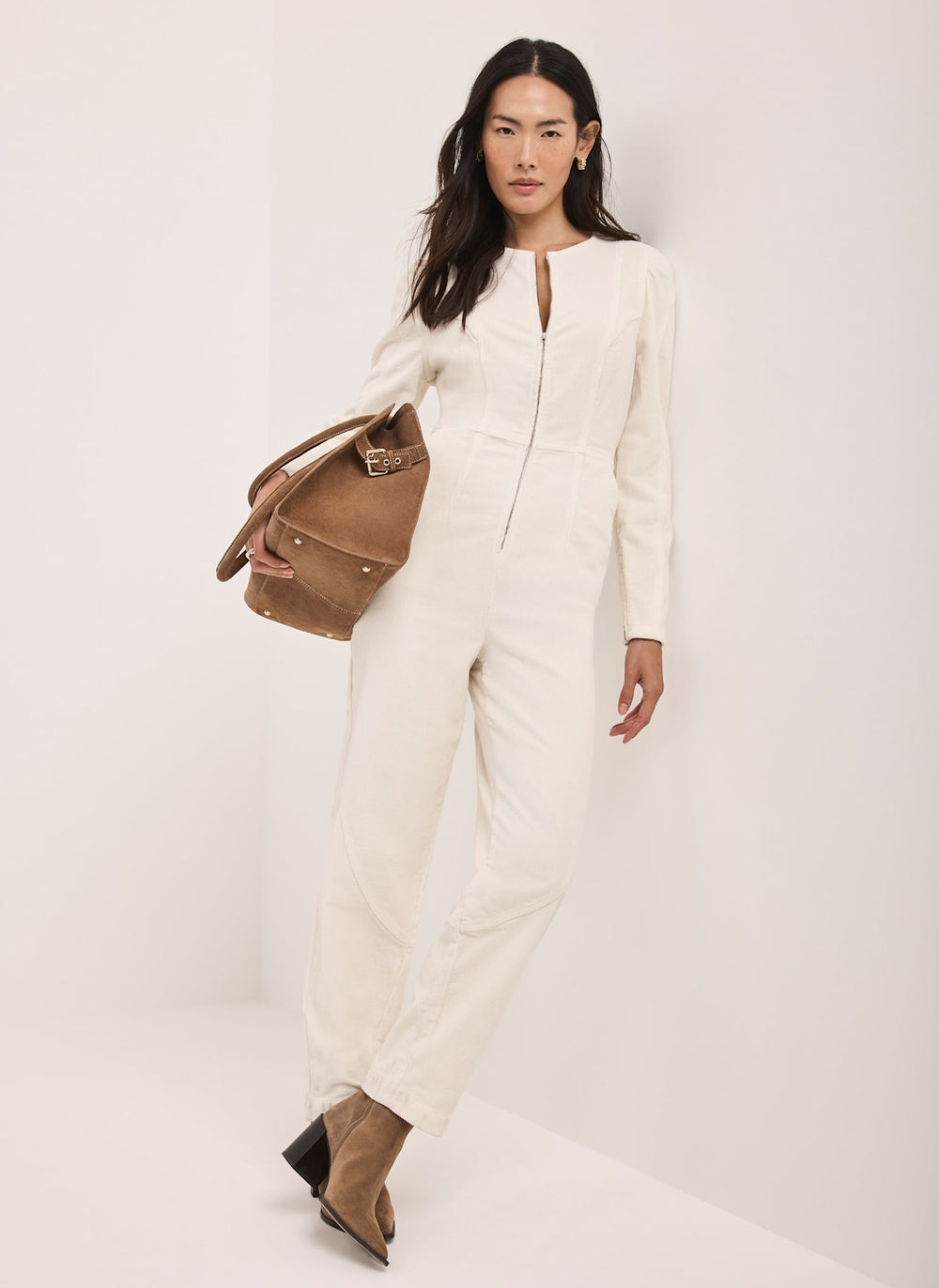 Cream Corduroy Jumpsuit